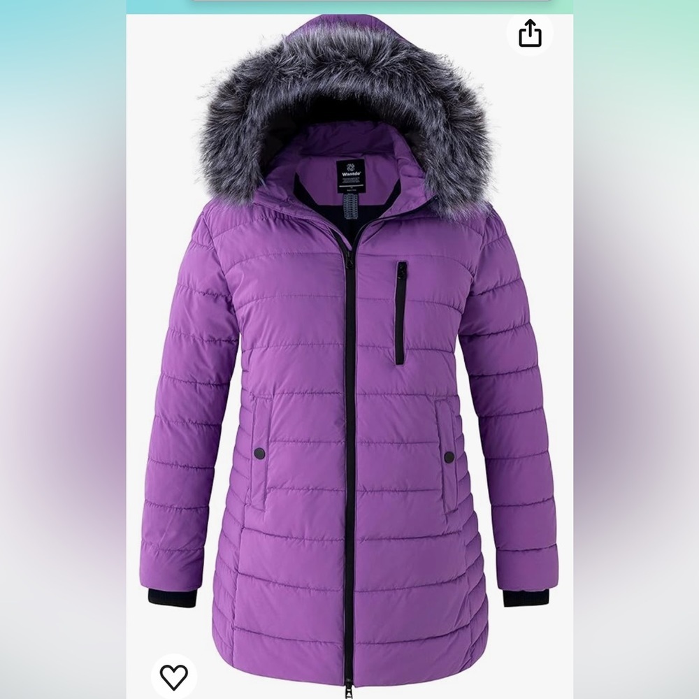 NWT Winter Jacket Warm Long Puffer Coat Quilted Parka Jacket Removable Fur Hood